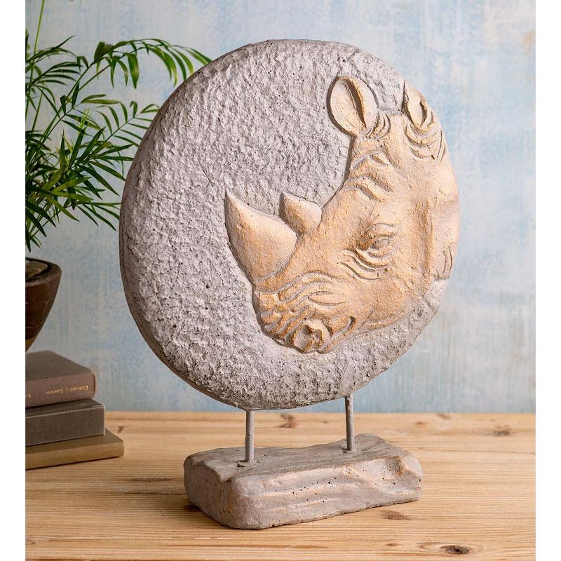 Wind & Weather Tabletop Round Rhinoceros 3-Dimensional Sculpture D'ecor