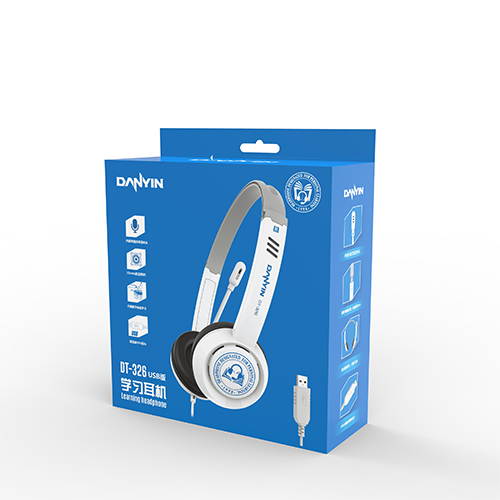 Head-mounted USB wired computer headset, with arm microphone and volume control, compatible with desktop computers, laptops, suitable for school education and online learning-Black