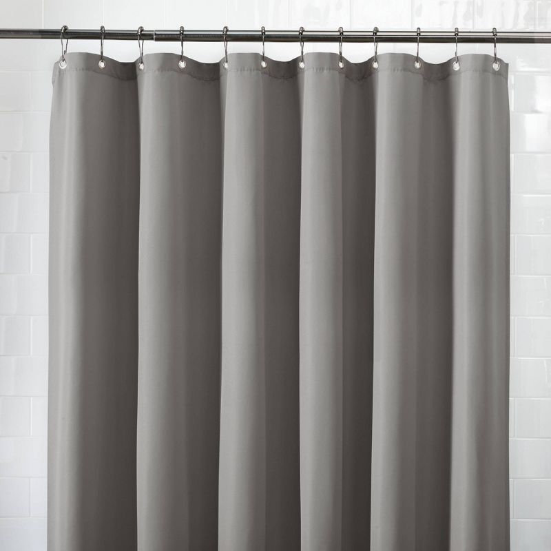 100% Waterproof Fabric Shower Curtain Liner Gray - Zenna Home