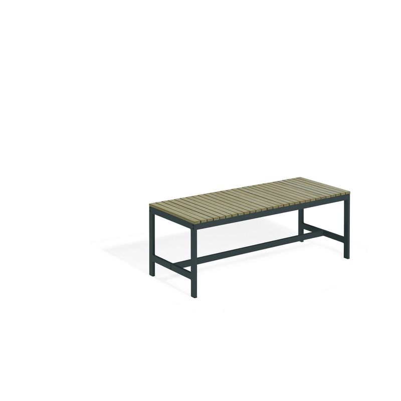 Travira 4' Outdoor Backless Vintage Tekwood Bench with Carbon Frame - Oxford Garden