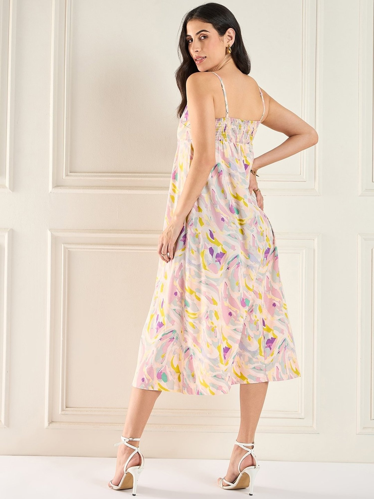 Magre Multi Print Midi Dress