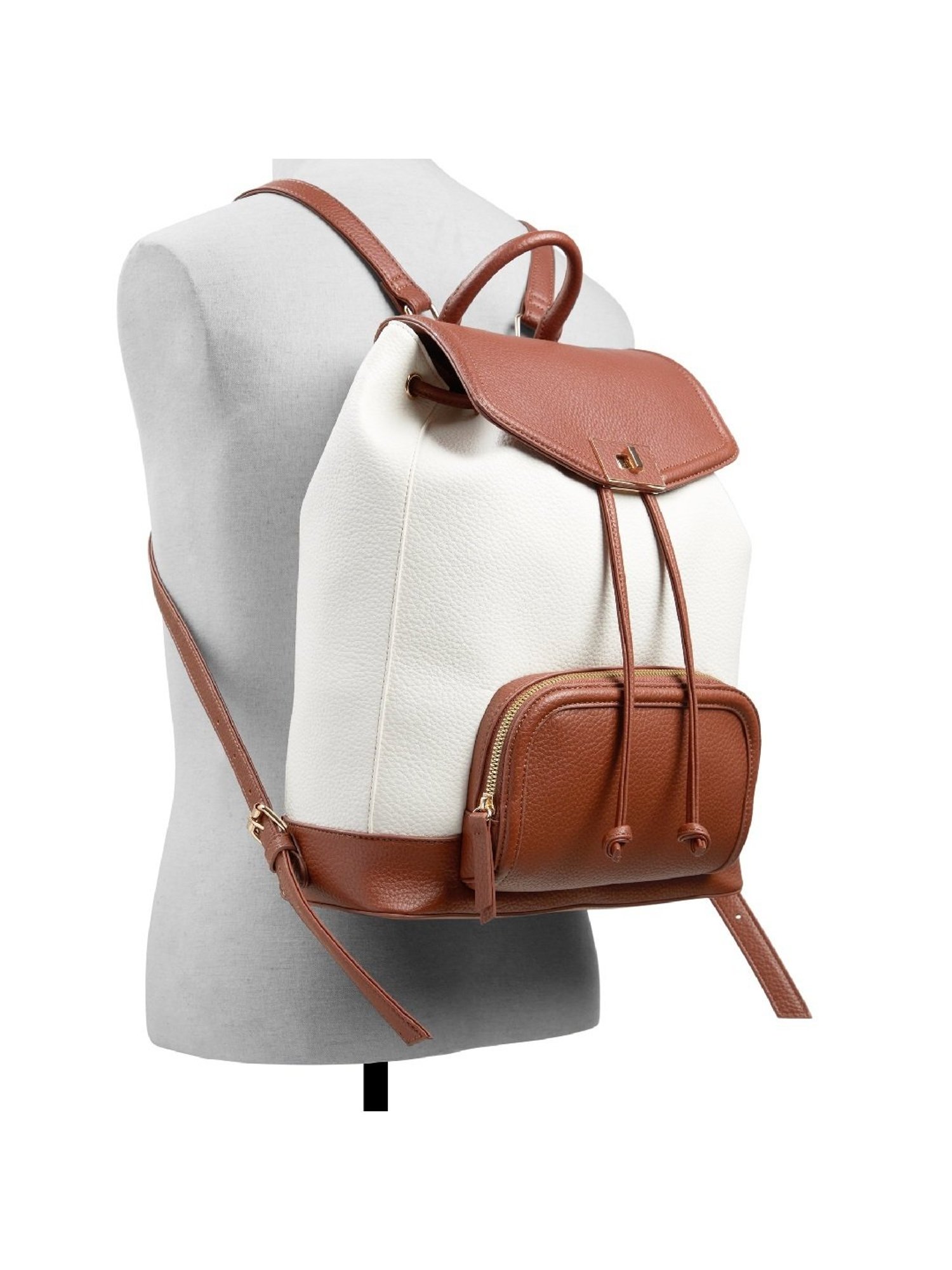 Call It Spring White & Brown PU Large Backpack