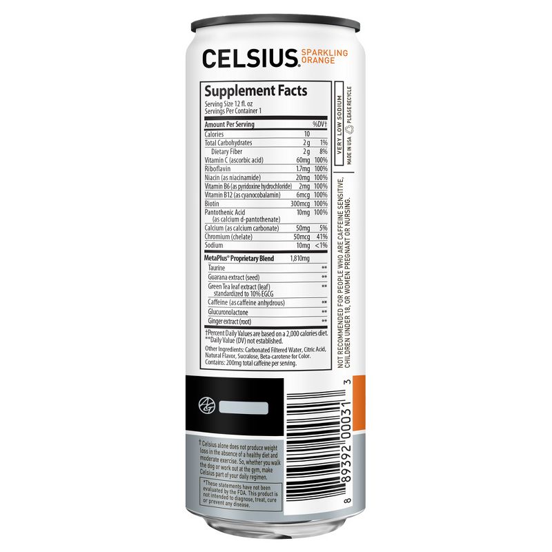 Celsius Sparkling Orange Energy Drink - 12 fl oz Can