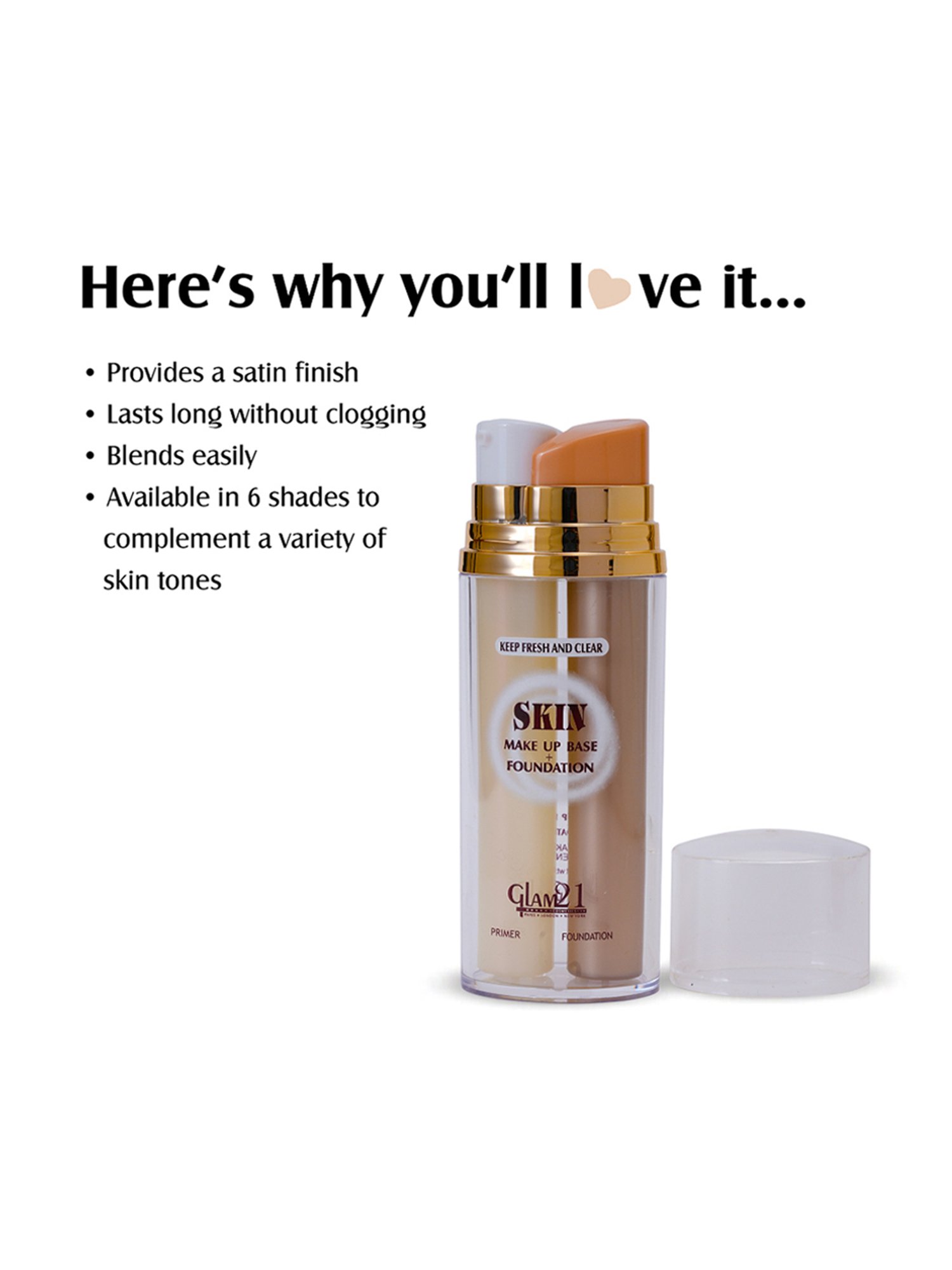 Glam21 Skin Make Up Base + Foundation 06 Brownie - 60 gm