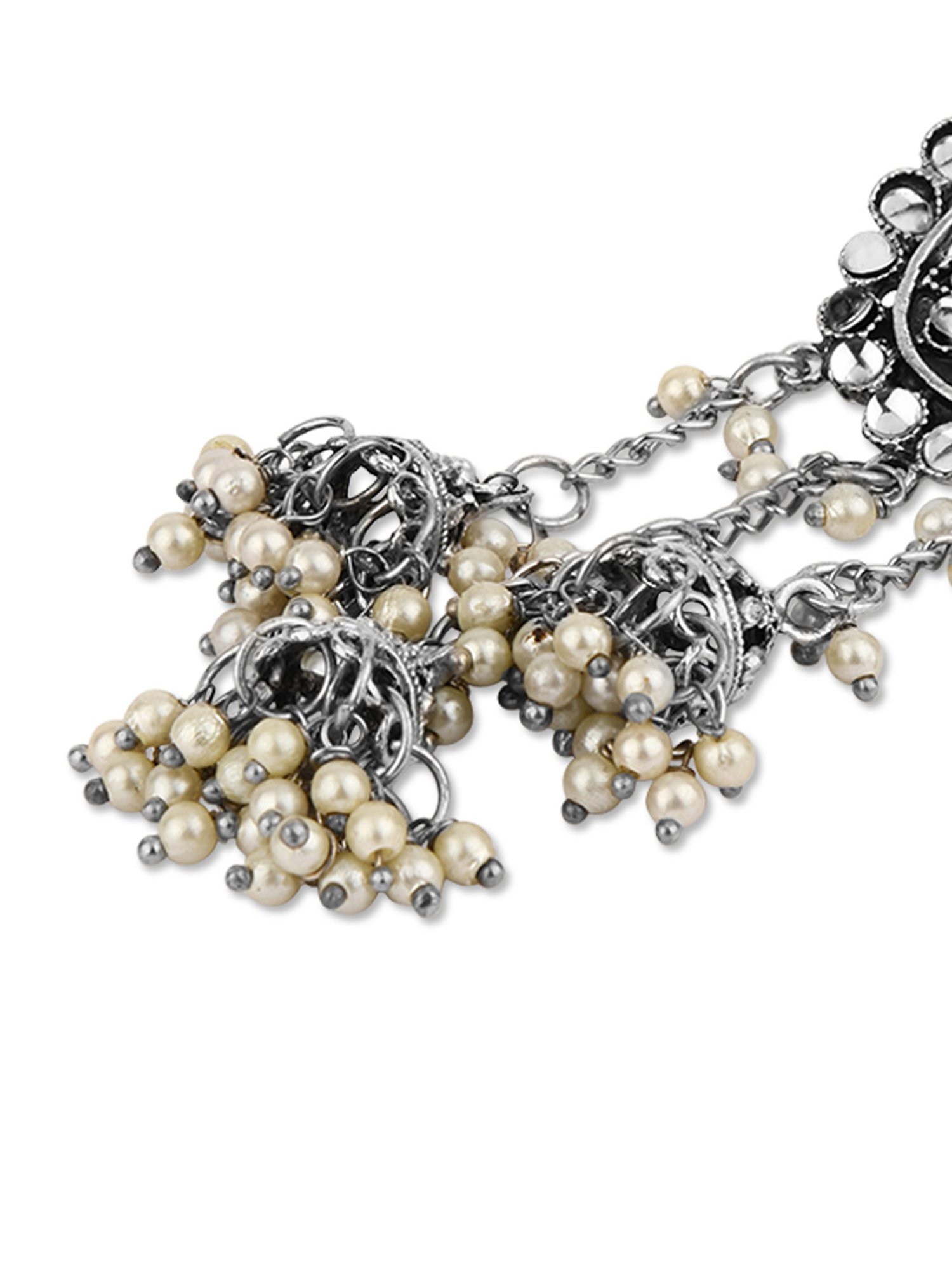 Fida Peacock Waterfall Pearl White Dangler Earrings