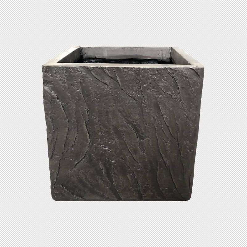 10.2" Kante Lightweight Obique Line Square Concrete Planter Dark Brown - Rosemead Home & Garden, Inc.
