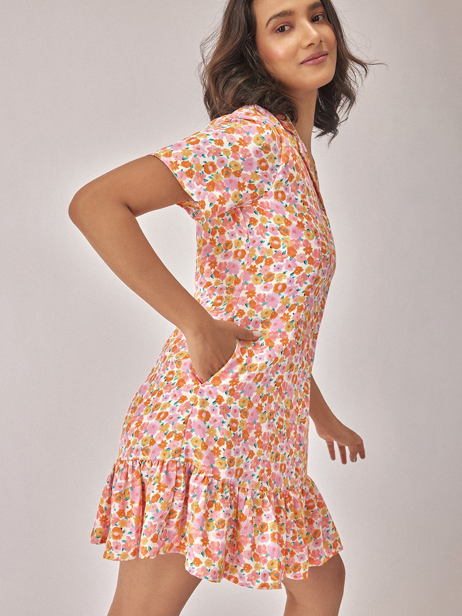 The Label Life Pink Floral Shirt Dress