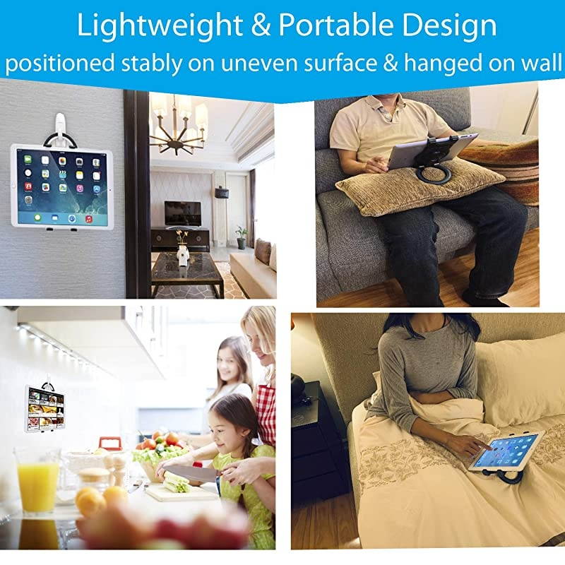 Tablet iPad Hand Grip Holder for iPad Drawing, ebook Reading, Working, Free Angles Portable Hanging on Wall, 2 Brackets Fits 6.6 to 9.6 inch Tablet iPad, Kindle Fire Kobo and More, Black