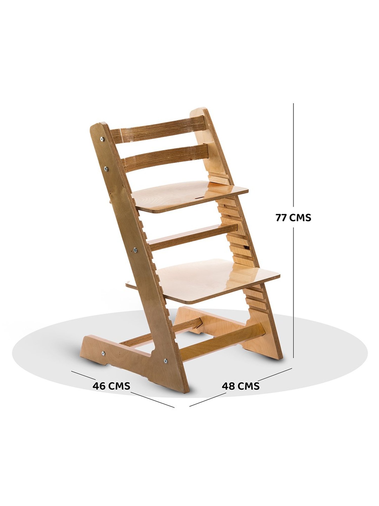 Kiddery Wooden Height Adjustable High Chair for Feeding and Sitting (Age 2yrs to 15yrs)
