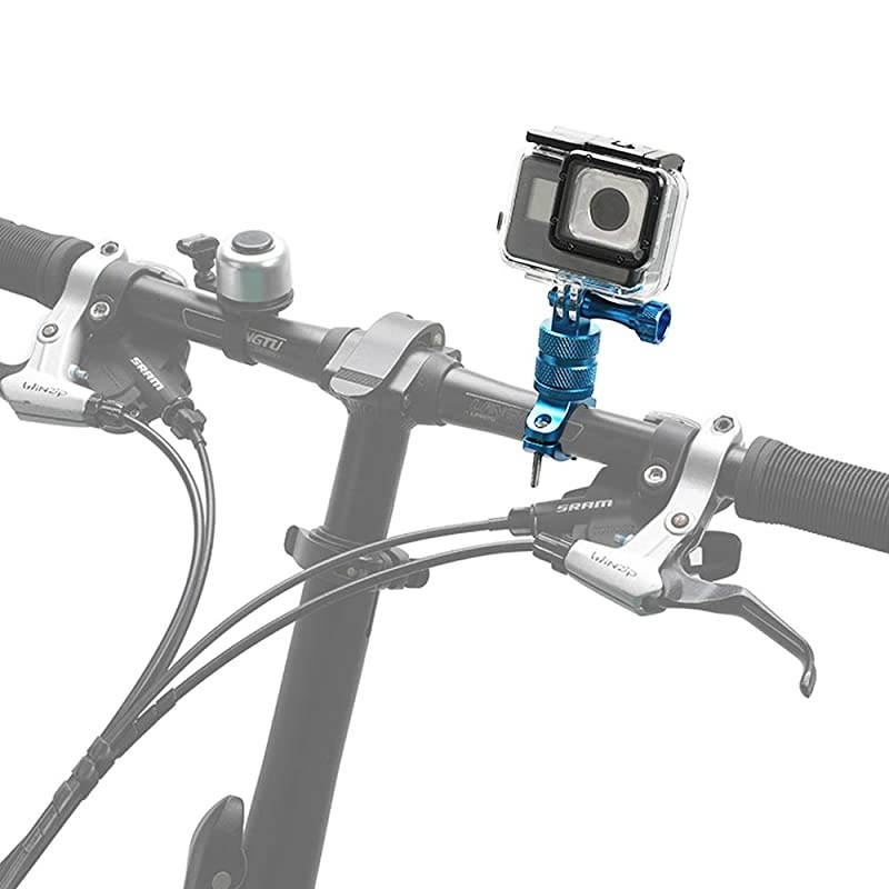Aluminium 360 Rotation Mountain Bike Handlebar Mount HolderCamera Motocross Grip Bar Stand Tube Clip for GoPro Hero 9 8 7 6 5 4 3+ Campark AKASO DJI OSMO XiaoYi and Most Action CameraBlue