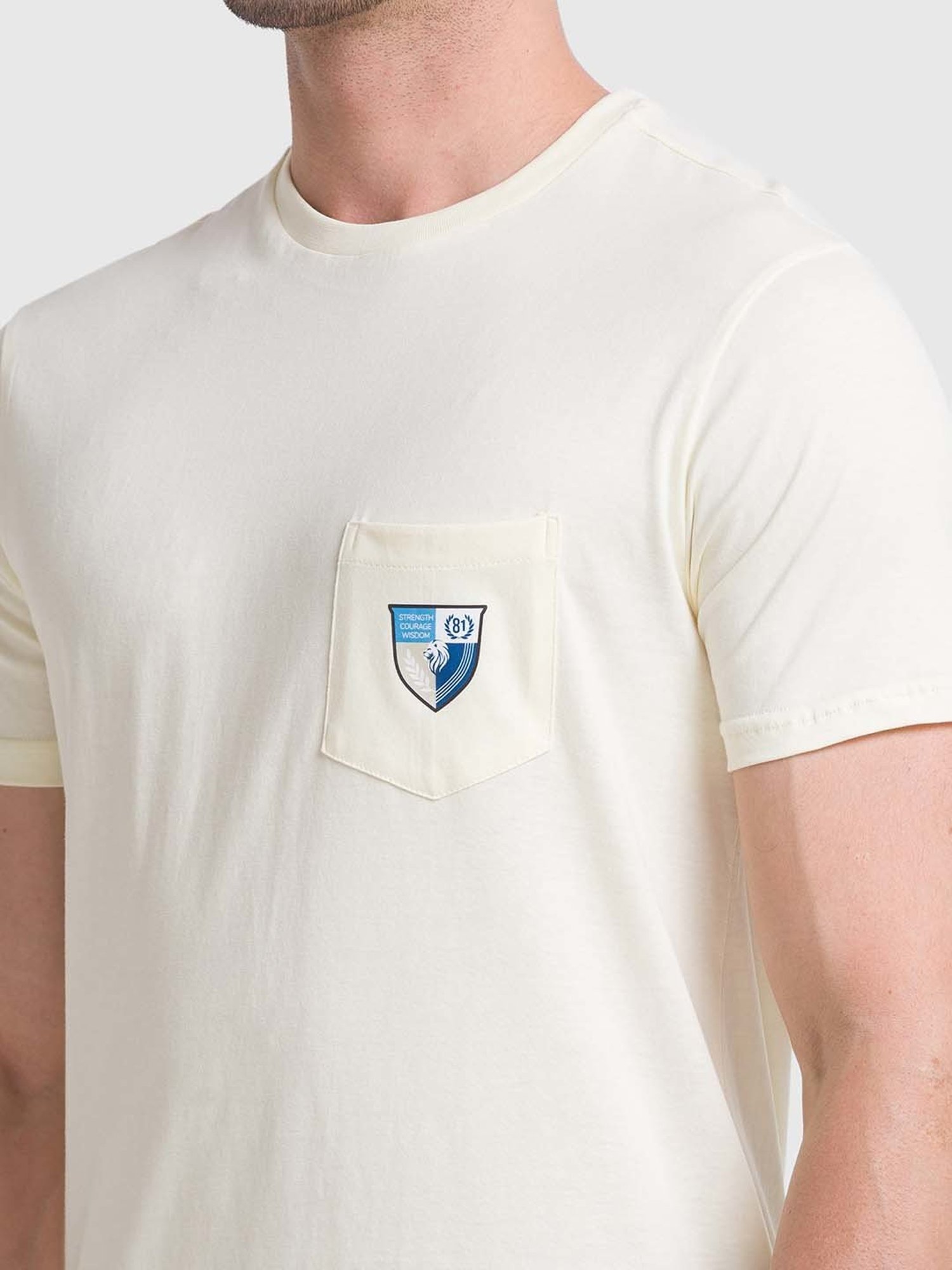 Giordano Light Yellow Slim Fit Crew T-Shirt