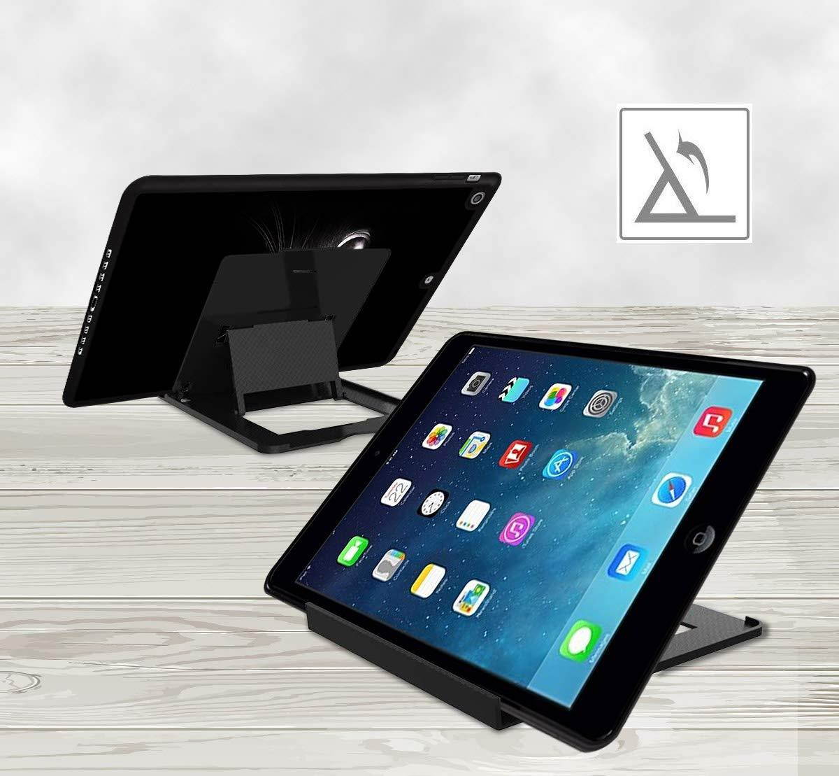 iPad 9.7 Inch 2018 Case,iPad Air 2 Case,Rossy Shockproof Hard Shell Rubber Bumper Protective Case with Black Cat Face Eyes Pattern and Kickstand for Apple iPad 9.7 Inch 6th Generation