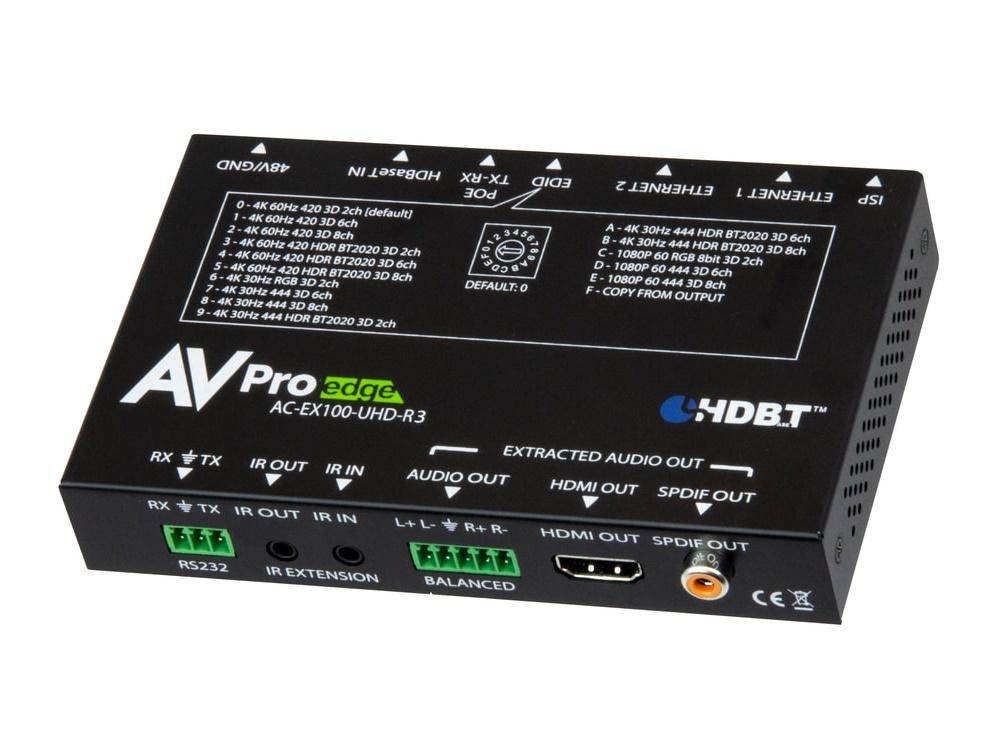 AVPro Edge AC-EX100-UHD-R3 4K BAE HDMI/HDBaseT Extender (Receiver) with Bi-Directional PoE up to 100m