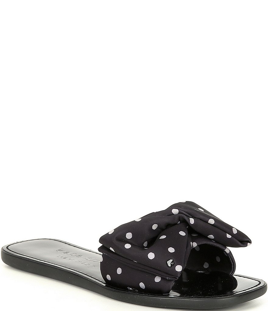kate spade new york Bikini Polk Dot Printed Fabric Bow Slides