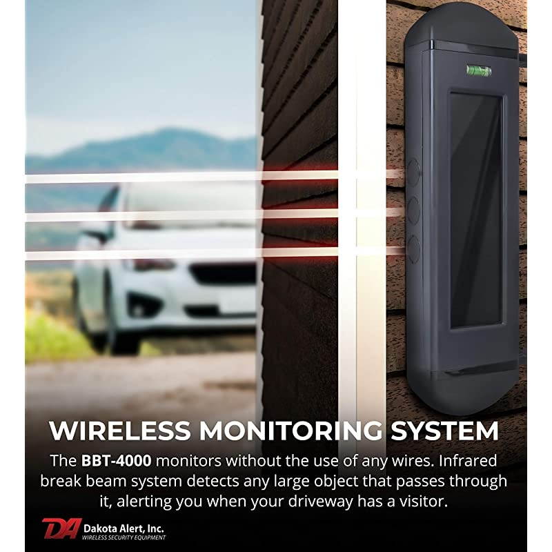 BBA-4000 Solar Powered Break Beam Alarm Kit - BBT-4000 Infrared Wireless Transmitter and DCR-4000 Driveway Alarm Receiver, Up to 1 Mile Operating Range