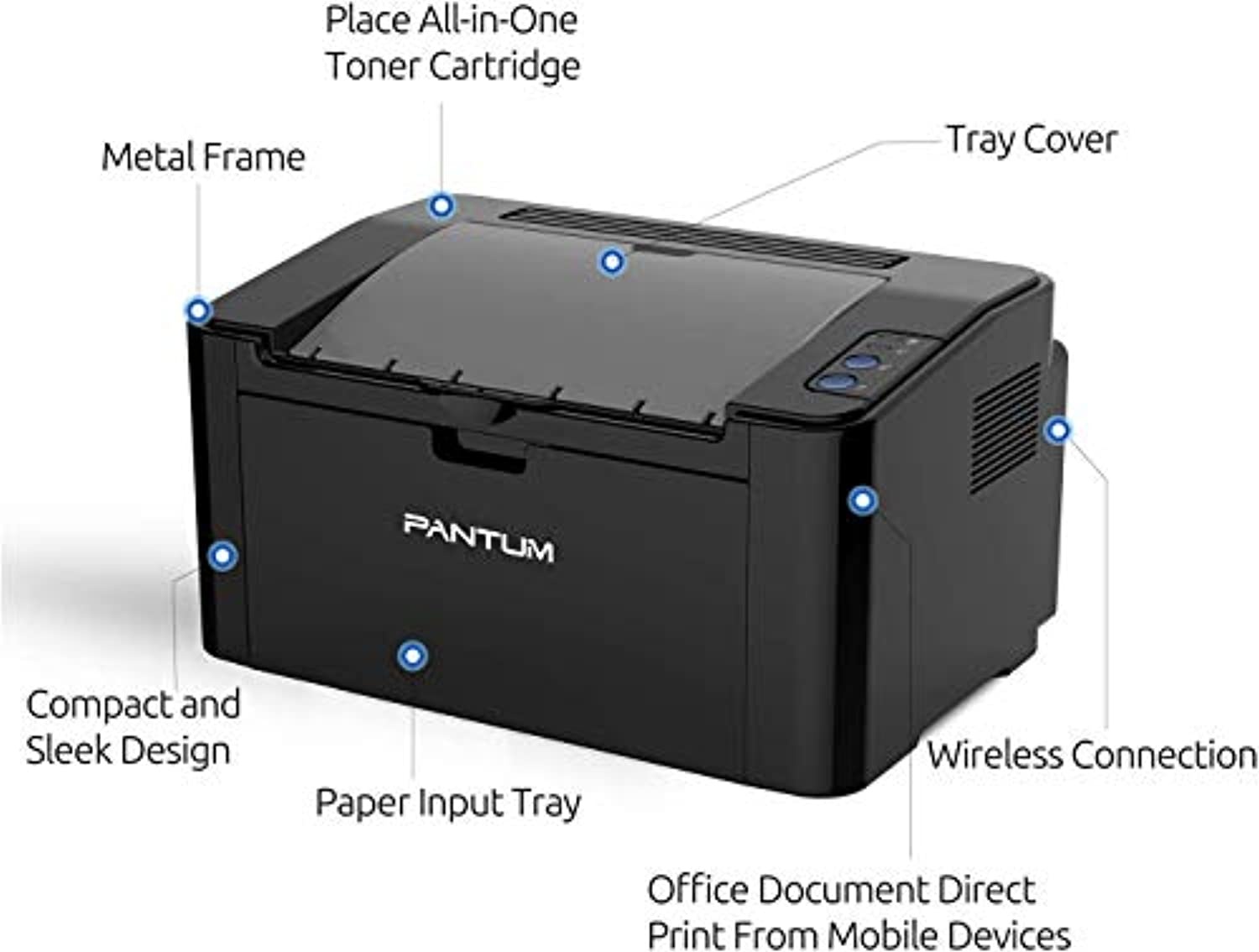 Pantum P2502W Monochrome Laser Printer with Wireless Networking and Mobile Printing (P2500W)