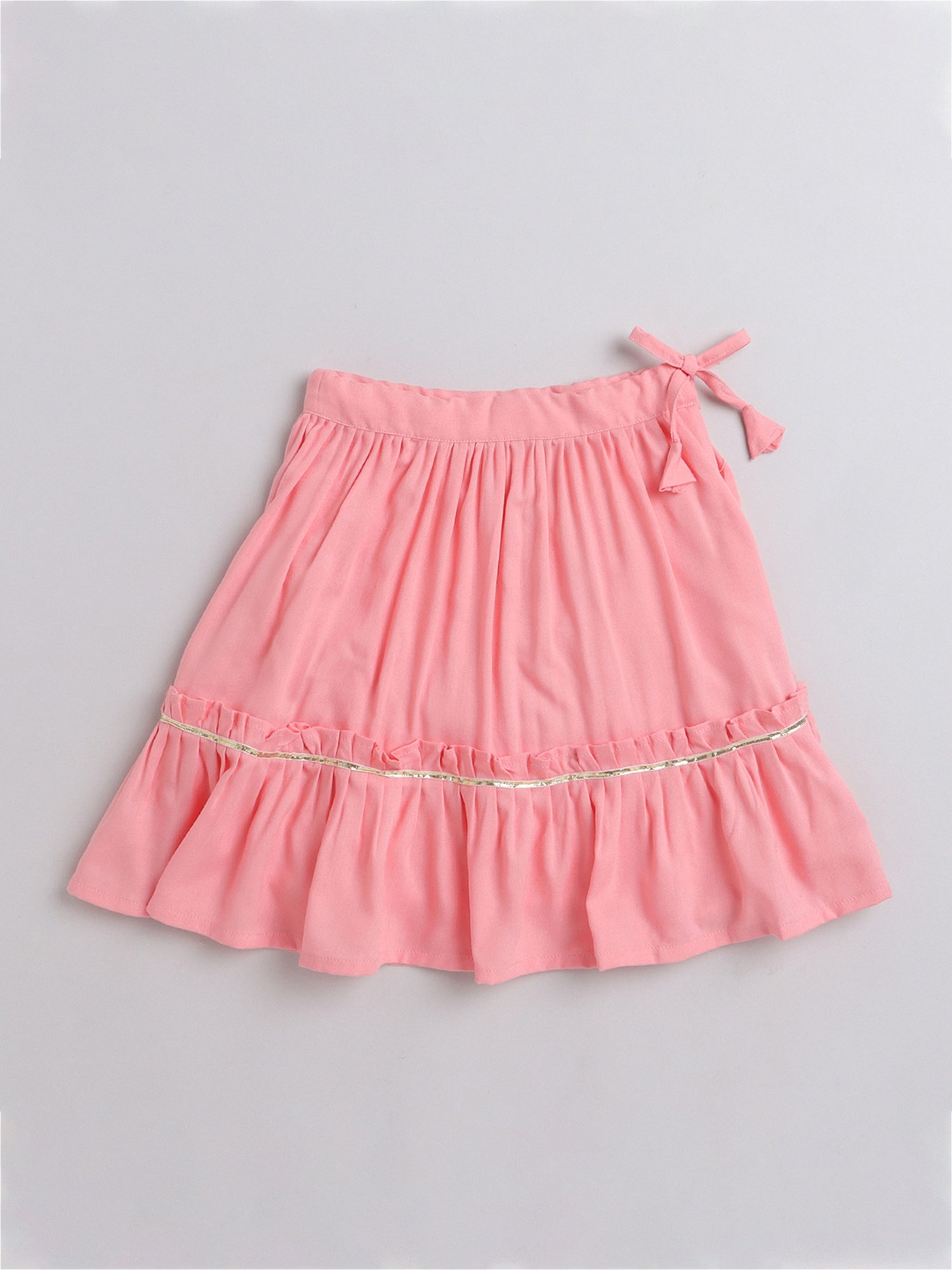 Many Frocks Kids Peach Solid Lehenga, Choli with Dupatta