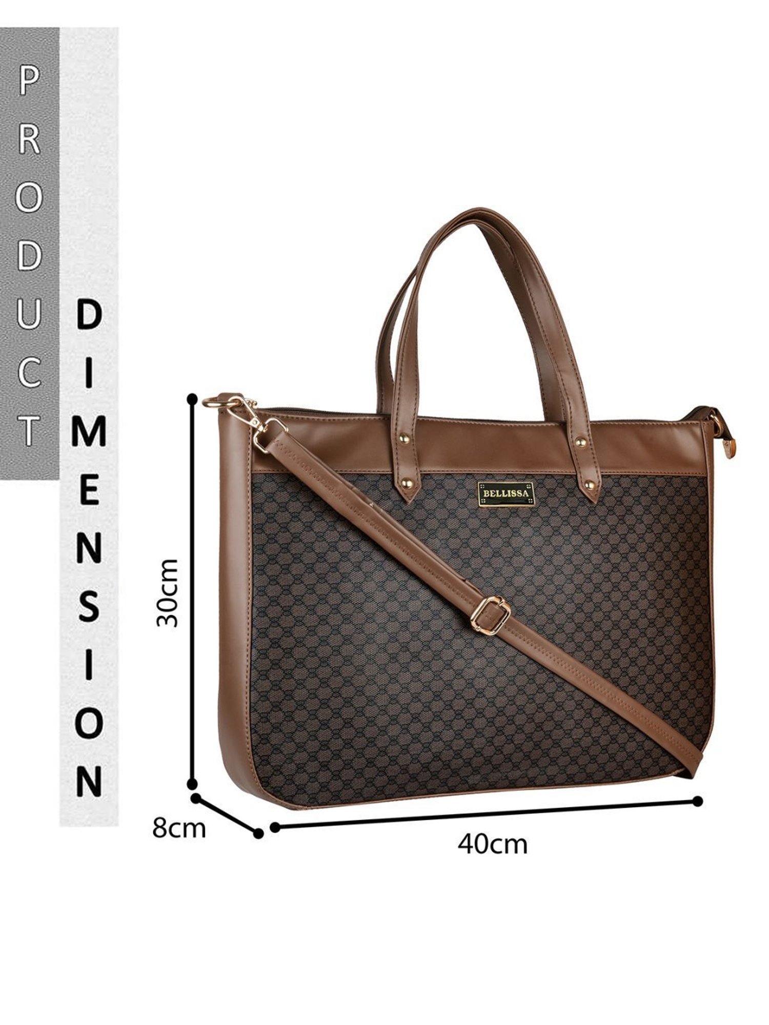 Bellissa Brown Printed Medium Professional Laptop Handbag