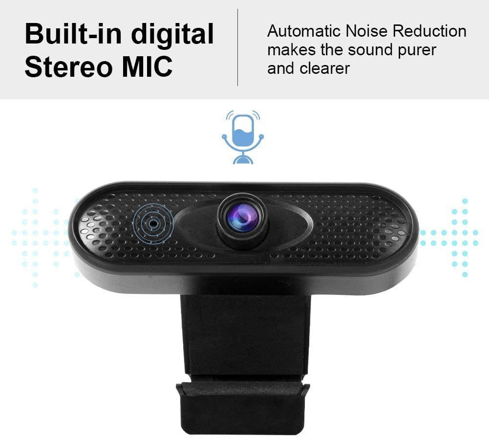 Dragon Touch Webcam, 1080P Web Cam with USB Plug, PC Computer Cam with Microphone, 2MP HD Web Camera Video Webcam with 135&deg; Widescreen for Recording, Calling and Conferencing - WEC02