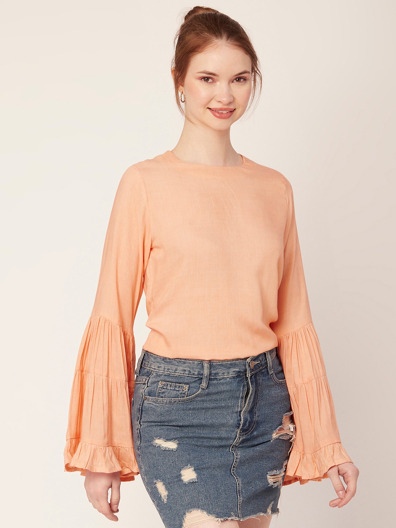 Moomaya Peach Regular Fit Top