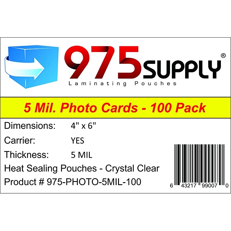 5 Mil Photo Laminating Pouches 4 x 6 inches 100 Pouches
