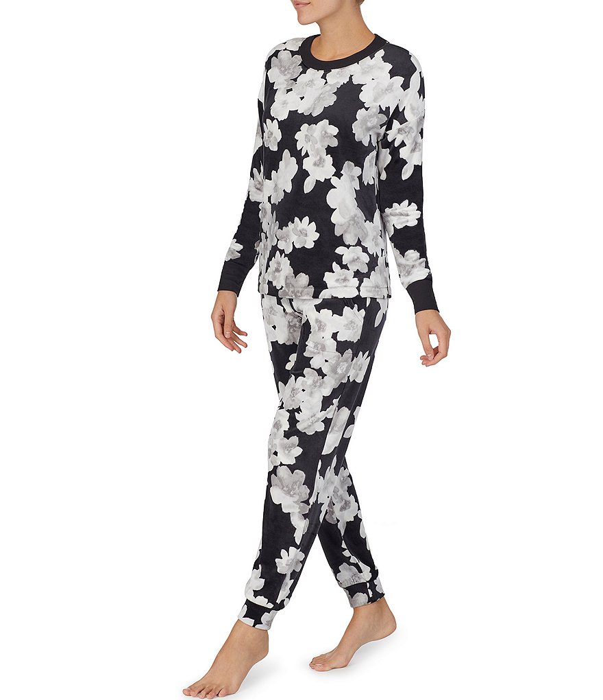 Donna Karan Sleepwear Floral Print Plush Lounge Top
