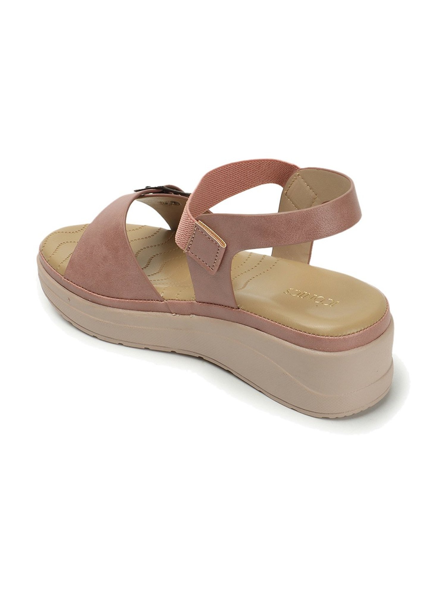 Iconics Women's Peach Ankle Strap Wedges