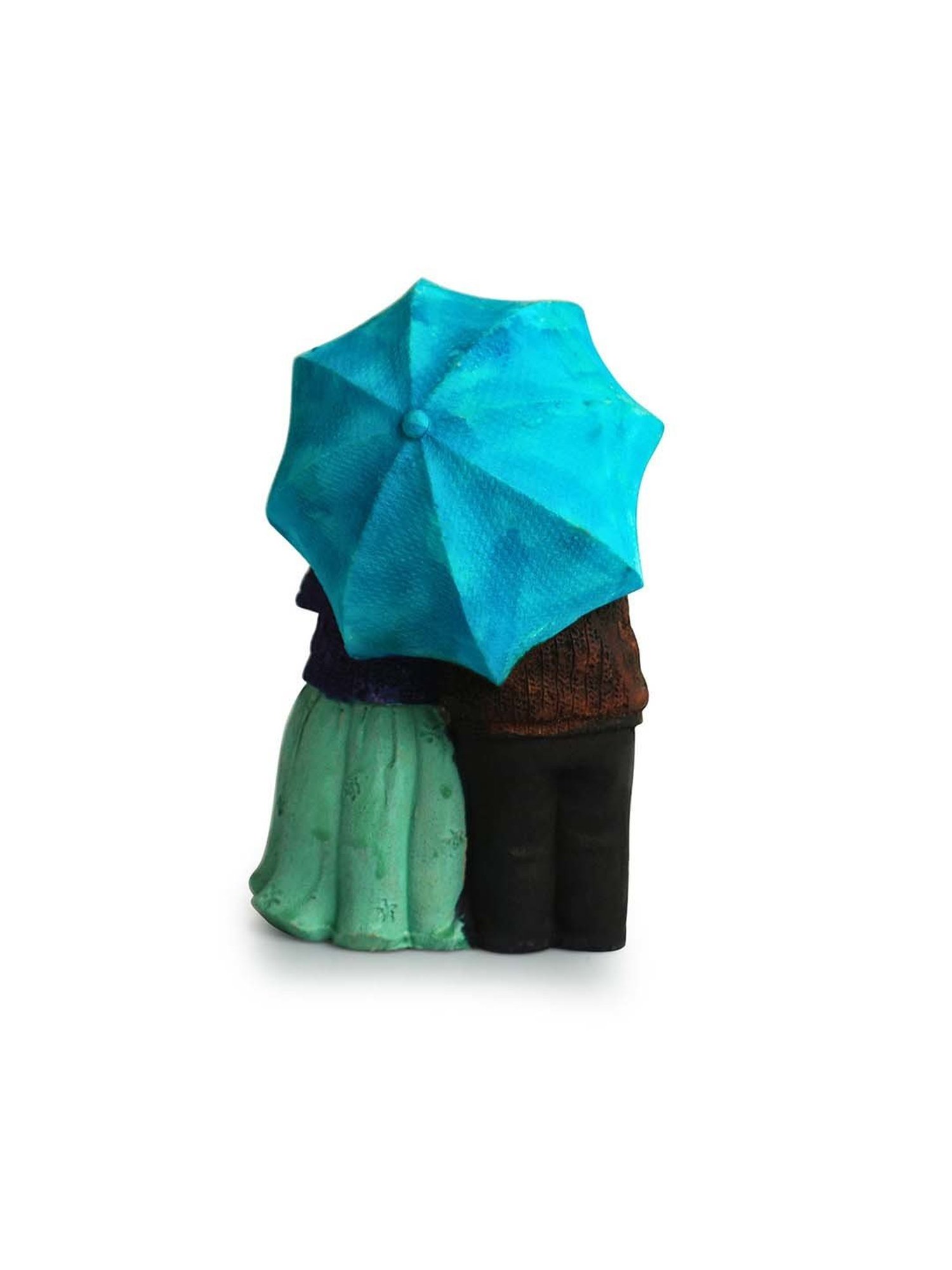 ExclusiveLane Multicolor Resin Italian Old Umbrella Couple Showpiece