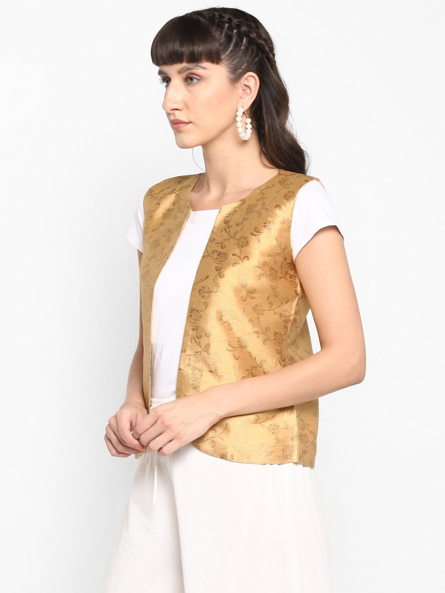 Hangup Golden Jacquard Pattern Shrug