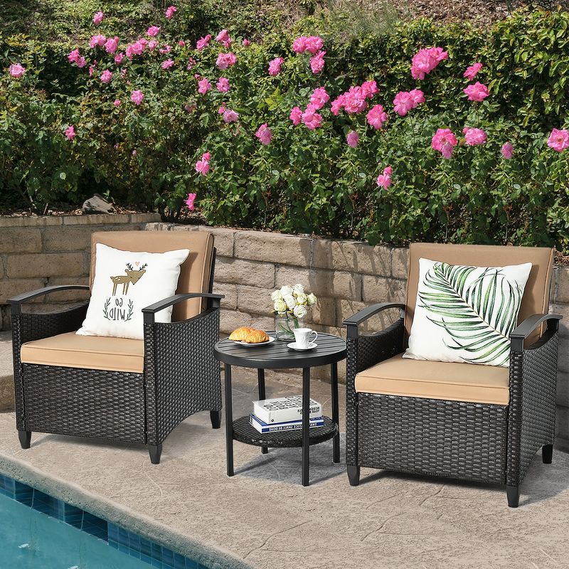 Breckenridge 4pc Seating Set Java Brown Fame Sunbrella Meredian Brick Red Fabric - La-Z-Boy