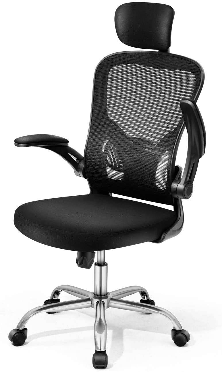Adjustable Office Chair Ergonomic Mesh Chair High Back Computer Desk Chair with Flip-up Armrest and Adjustable Headrest