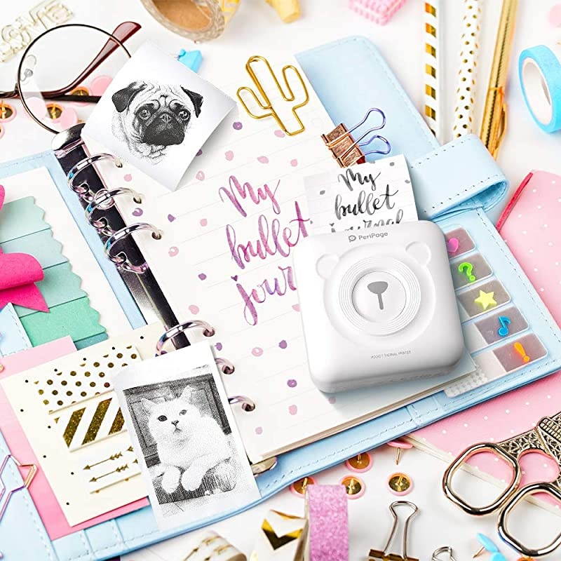 Mini Portable Printer, Pocket Bluetooth Wireless Photo Printer for Mobile Phone - Peripage Printer on Android iOS Windows-Thermal Printer for Mothers Gifts,Child Home Office Students.