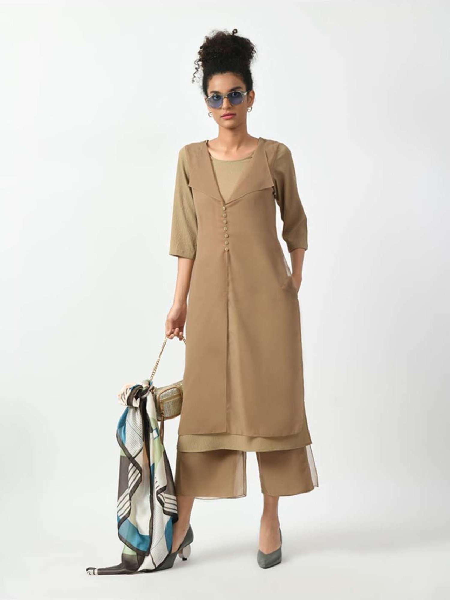 Office & You Brown Mid Rise Palazzos