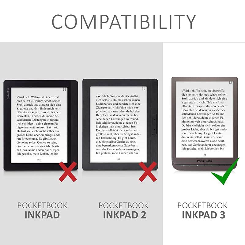 Case for Pocketbook InkPad 33 Pro Book Style Fabric Protective eReader Cover Flip Folio Case Dark Grey