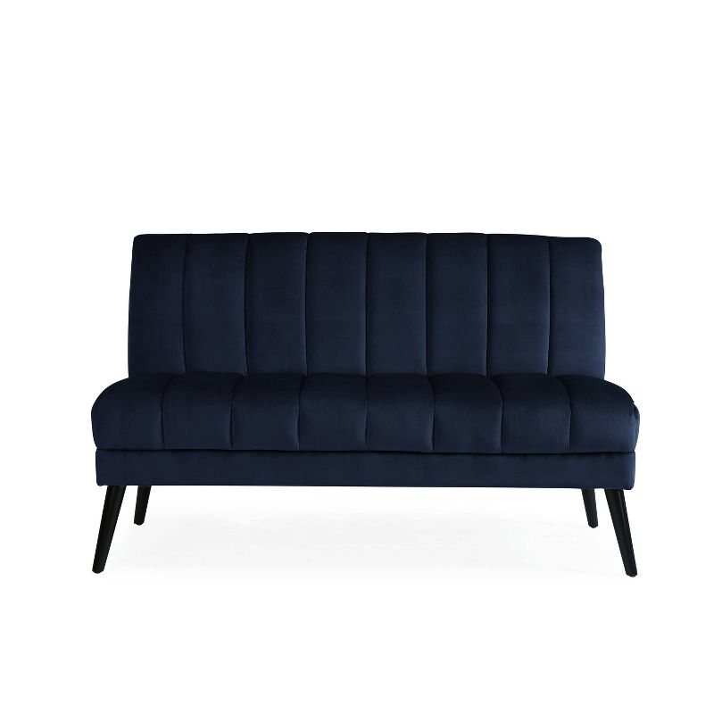 Hartman Mid-Century Modern Armless Loveseat Velvet Navy Blue - Handy Living