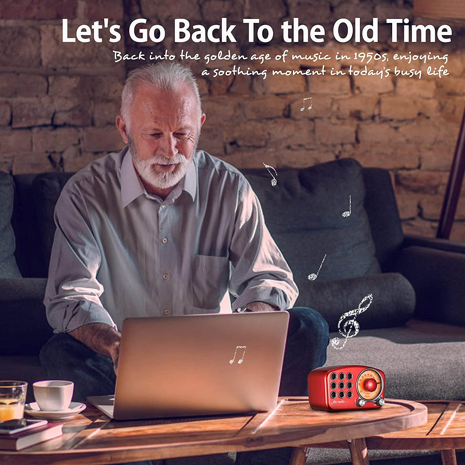 Retro Bluetooth Speaker, Vintage Radio FM Radio with Old Fashioned Classic Style, Strong Bass Enhancement, Loud Volume, Bluetooth 4.2 Wireless Connection, TF Card and MP3 Player (RED)