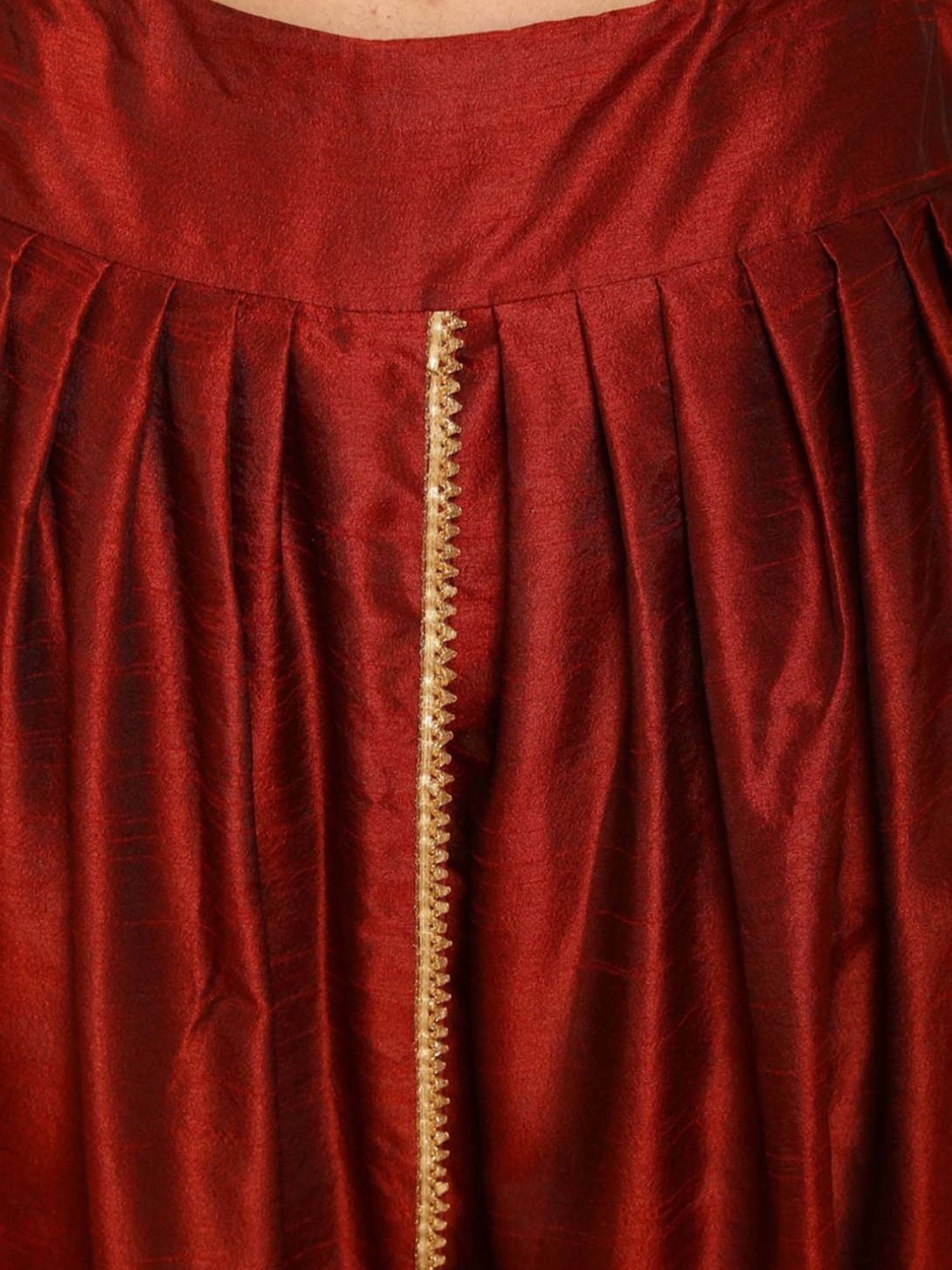 Kaanchie Nanggia Maroon Cotton Silk Pleated Dhoti Pants