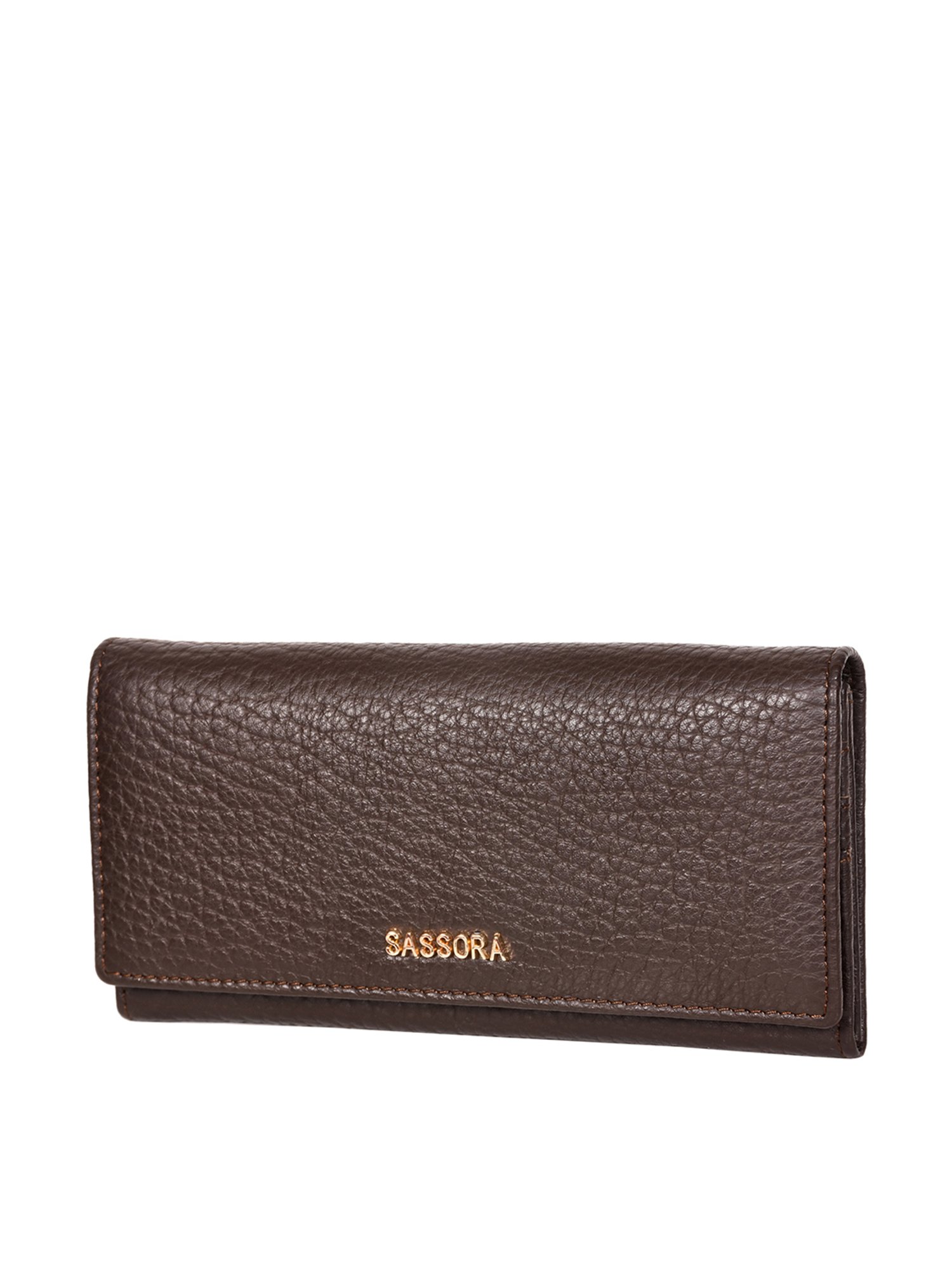 SASSORA Brown Textured Rfid Wallet for Women