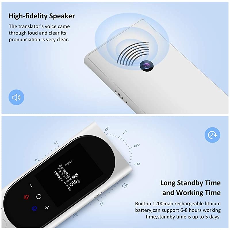 Translator Device Interpreter Device Two Way Voice Translator Support 106 s with Camera WiFi/Recording/PhotoTranslation for Traveling (Black)