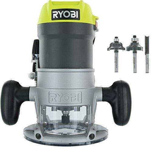 ryobi r1631k 11/2 peak hp 8.5 amp led lit corded router including 3 piece bit set w/ tool bag