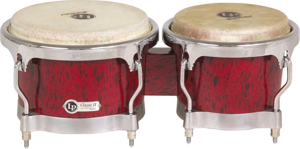 LP Classic II Bongos with Chrome Hardware Red Lava