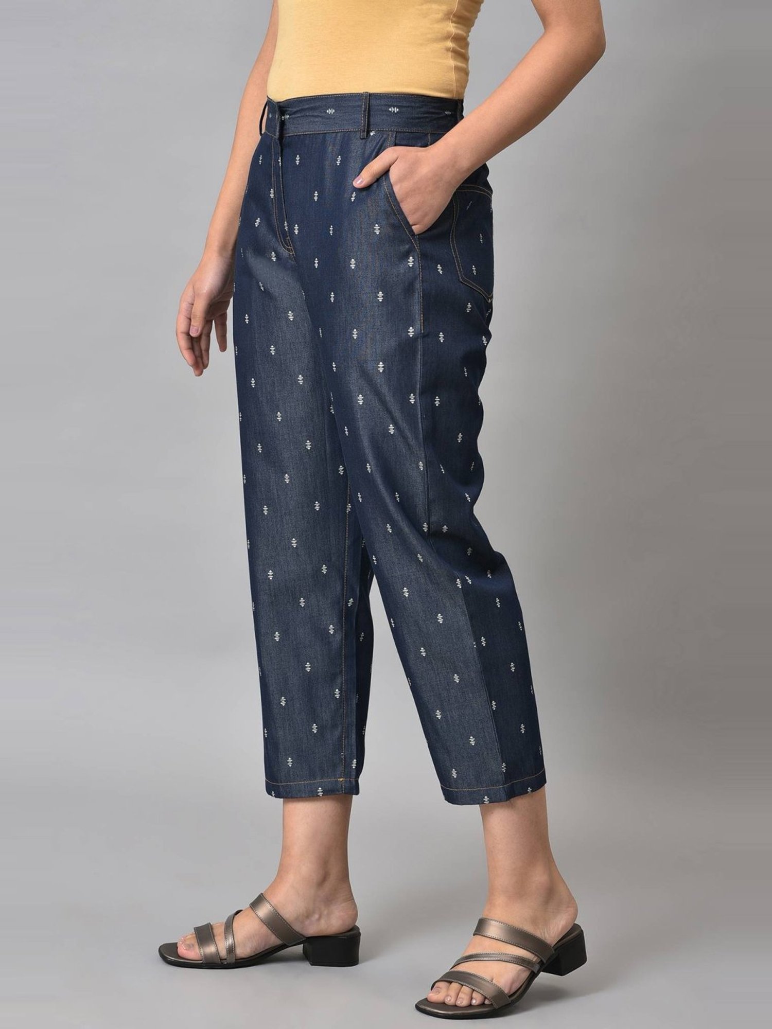 Elleven from Aurelia Blue Printed Denim Pants