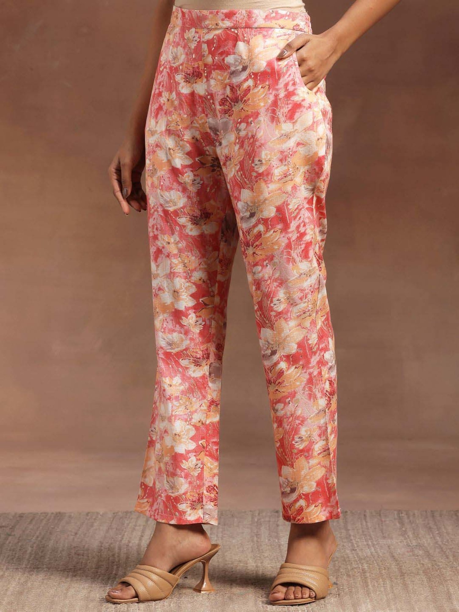 Libas Peach Printed Cotton Blend Co-Ords