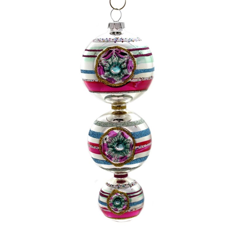 Shiny Brite 7.0" Vc Three Ball Drop W/Reflecto Ornment Vintage Celebration  -  Ornament Sets