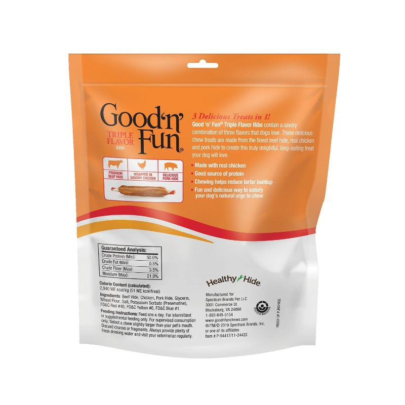 Good n' Fun Ribs Rawhide Dog Treats -12oz