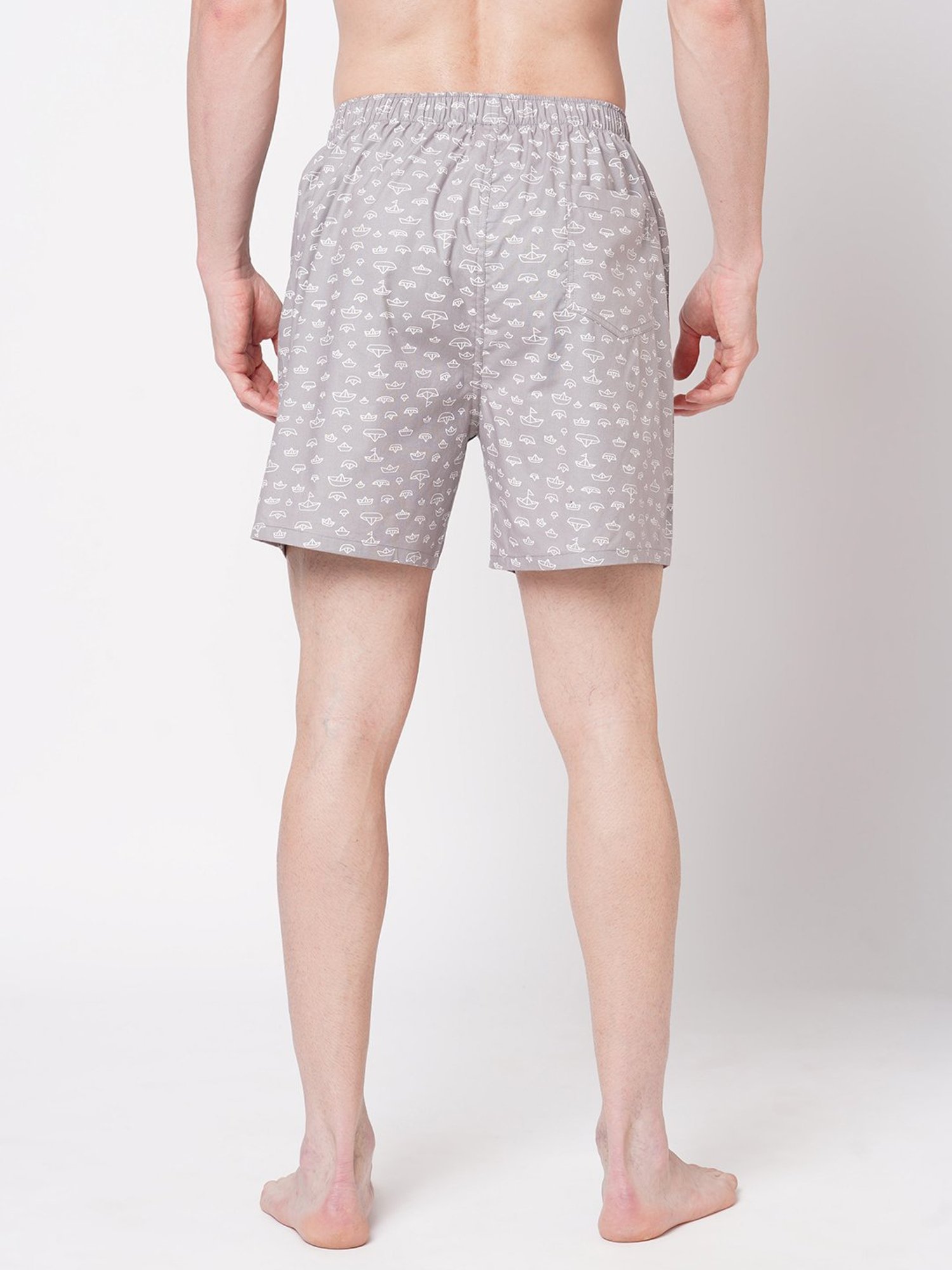 Fitz Light Grey Printed Cotton Boxers