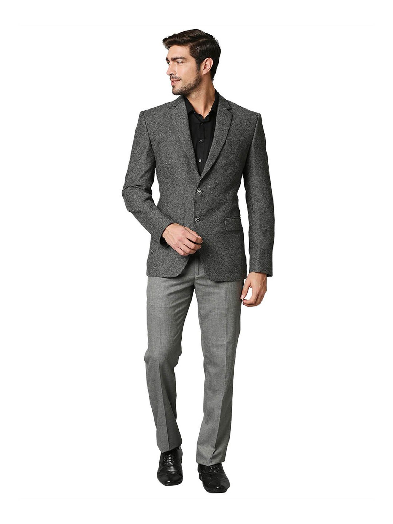 Raymond Dark Grey Textured Blazer