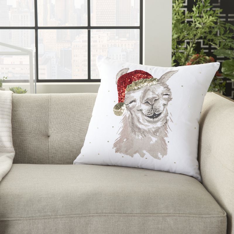 Nourison Home For The Holiday Llama 18" x 18"