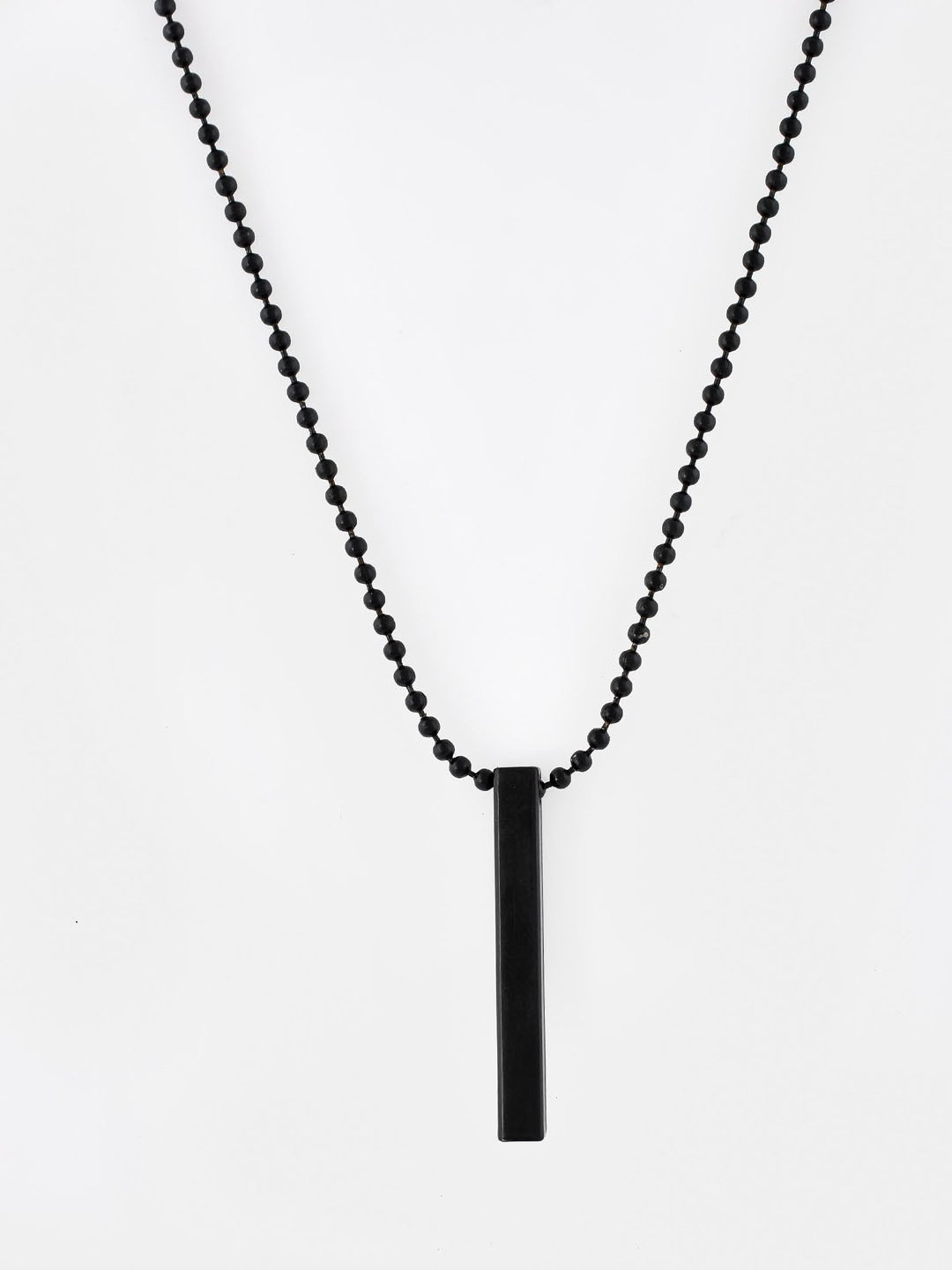 VOJ Women Black -Toned Chain with Pendant Beads Rhodium Plated Stainless Steel Chain for Women