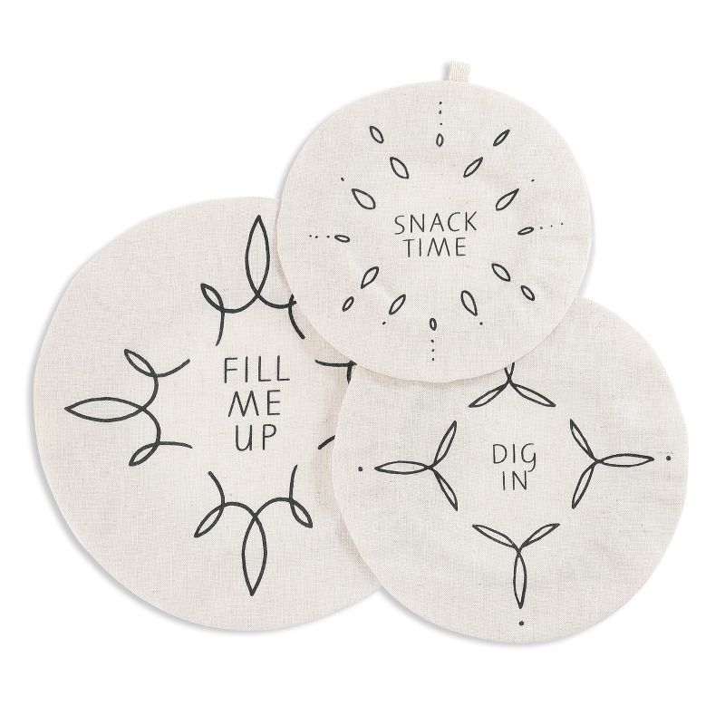 DEMDACO Fill Me Up Dish Covers Set of 3 11 x 11 - White